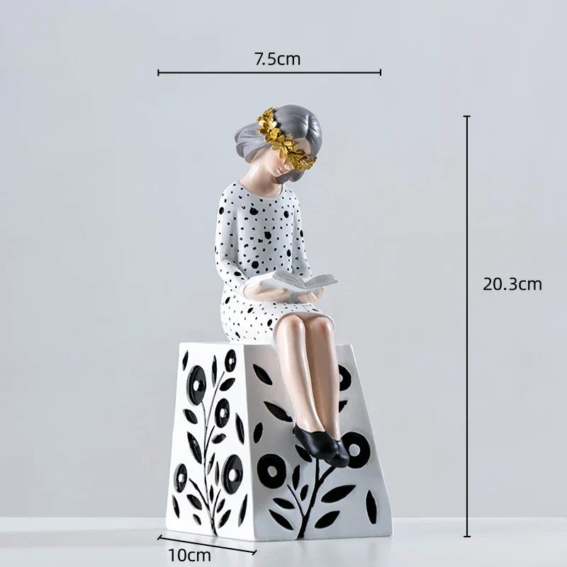 DecorBites™ Cartoon Girls Resin Figure Sculpture for Home Decor