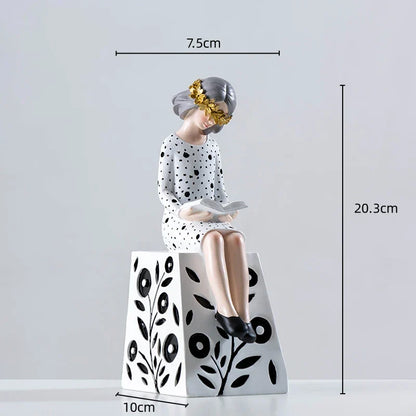 DecorBites™ Cartoon Girls Resin Figure Sculpture for Home Decor