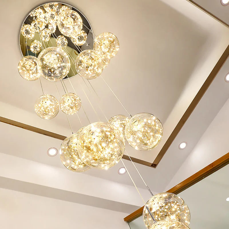 Modern Spiral Chandelier Living Room Villa Loft Free Shipping Dining Room Kitchen Chandelier Crystal Ball Stair Ceiling Light