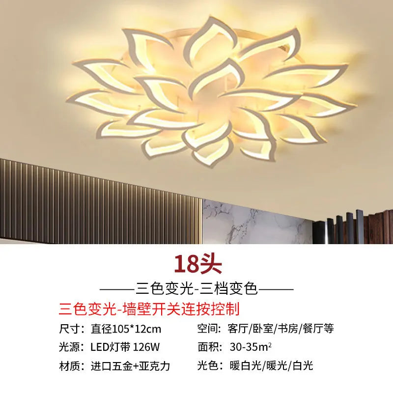 Lámpara de techo DecorBites™ Lotus: Moderna luminaria LED para el hogar, sala de estar y dormitorio.