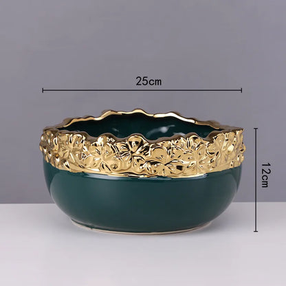 DecorBites™ Golden Edge Succulent Flower Pot Vase - Indoor Ceramic Planter Pot