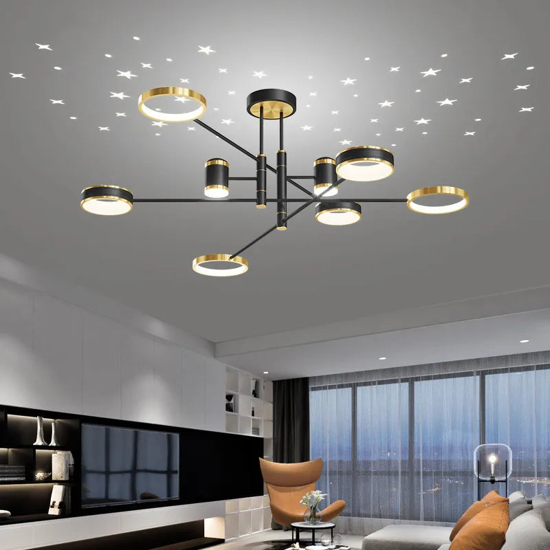 DecorBites™ LED Chandelier: Modern Smart Remote Ceiling Light for Living Room Bedroom Dining Kitchen