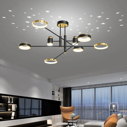 DecorBites™ LED Chandelier: Modern Smart Remote Ceiling Light for Living Room Bedroom Dining Kitchen