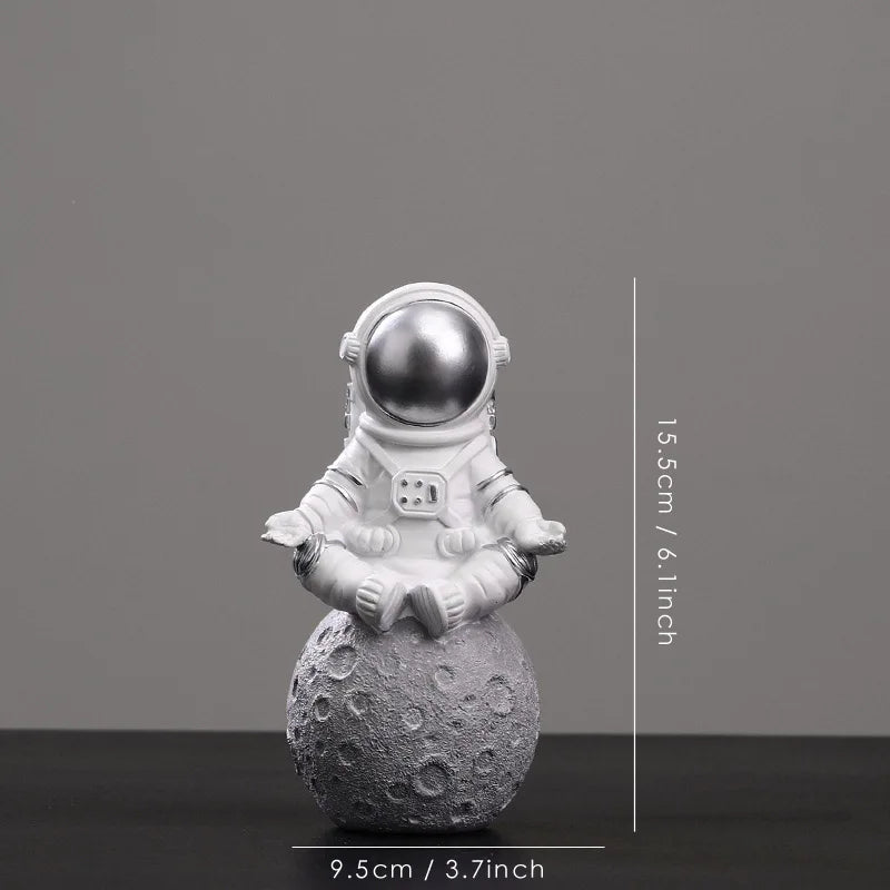 Figuras de astronautas DecorBites™: Escultura moderna de astronauta con luna, regalo perfecto para hombre y novio