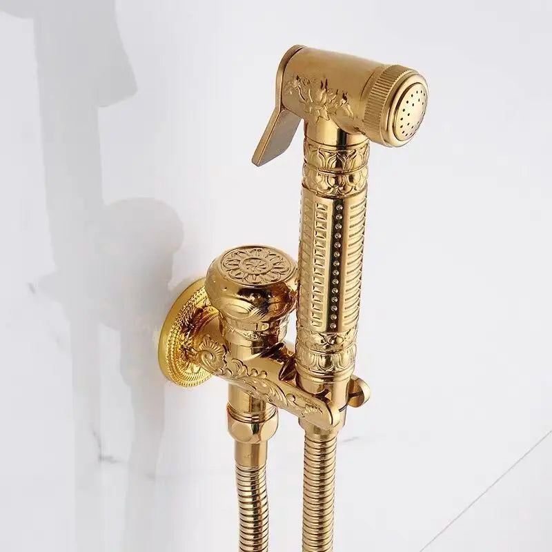 Juego de Cabezal de Ducha Shattaf Portátil de Latón Dorado Decorbites™