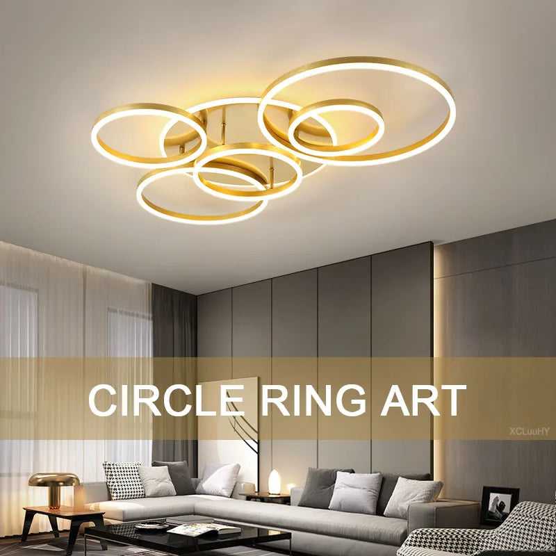 DecorBites™ Gold LED Chandelier for Living Study Room Indoor Lighting Luminaire