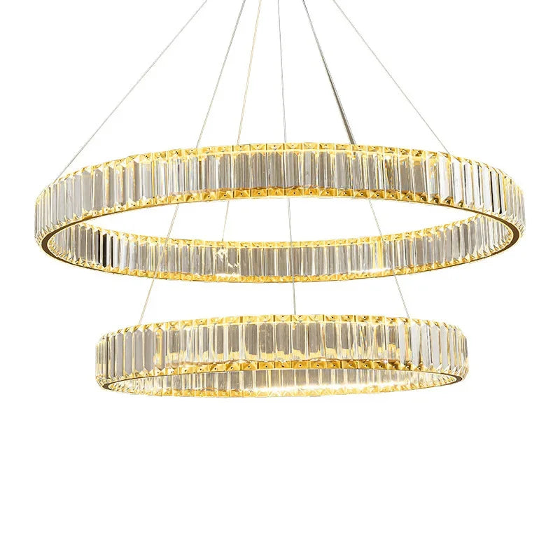 DecorBites™ Gold Crystal Chandelier: Modern Luxury Round Square Pendant Light for Living Room