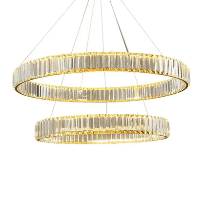 DecorBites™ Gold Crystal Chandelier: Modern Luxury Round Square Pendant Light for Living Room