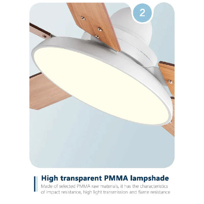 مروحة سقف خشبية من DecorBites™ مزودة بإضاءة بخمس شفرات مع جهاز تحكم عن بعد وسرعة هواء قابلة للتعديل