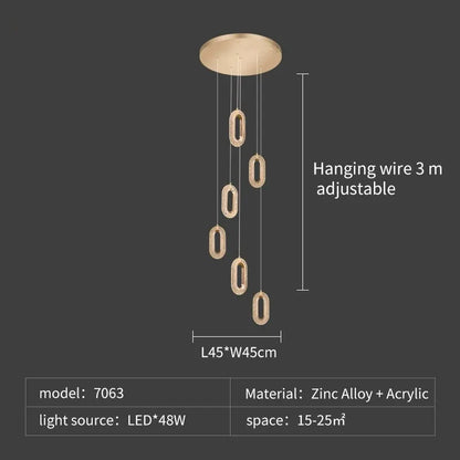 DecorBites™ Crystal Rings Chandelier: Staircase Luxury LED Lighting Fixture