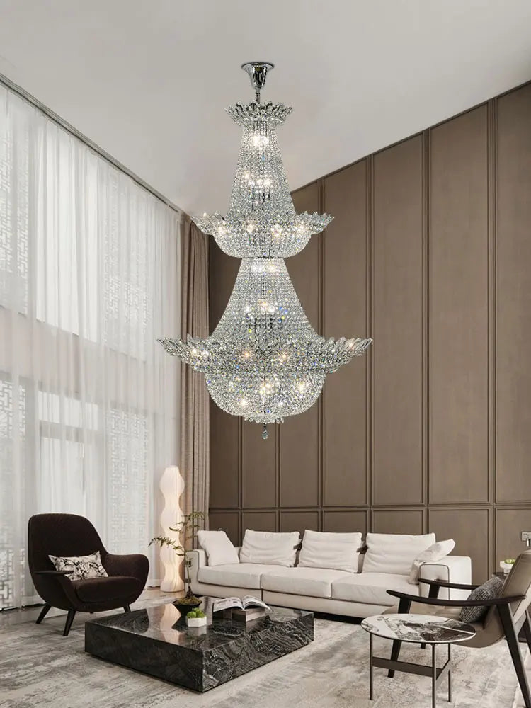 DecorBites™ K9 Crystal Gold Ceiling Chandelier - Trendy Chrome Lighting