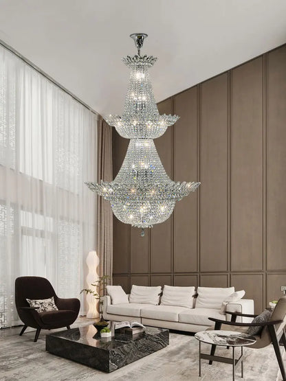 DecorBites™ K9 Crystal Gold Ceiling Chandelier - Trendy Chrome Lighting