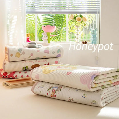 DecorBites™ Cartoon Pattern Cotton Single Mattress Mat: Summer Comfort & Non-Slip Performance