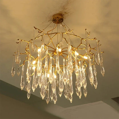 DecorBites™ Crystal Water Drop LED Chandeliers: Modern Luxury Branch Design for Living & Dining Rooms