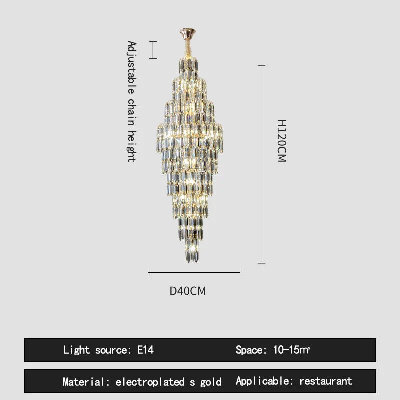 DecorBites™ Crystal Loft Pendant Light: Sleek Spiral Staircase Chandelier
