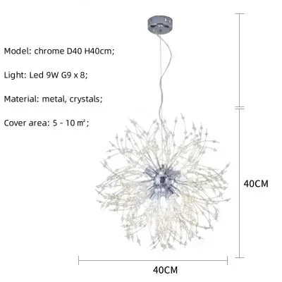 DecorBites™ Dandelion Gold/Chrome Chandelier with Crystals, G9 Pendant Lights for Elegant Lighting