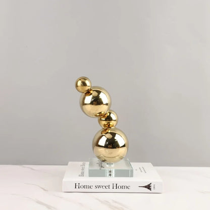 DecorBites™ Gold Metal Spheres Stack Art Pieces - Geometric Decorative Figurines