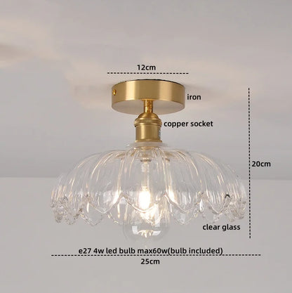 DecorBites™ Green Glass LED Ceiling Light Modern Iron Copper Lampara Techo for Home Decor