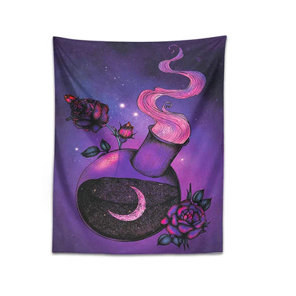 Decobites Purple Rose Magic Tapestry Wall Hanging: Boho Home Decor for Hippie Vibes