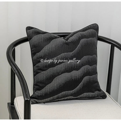 DecorBites™ Black & Gold Floral Jacquard Throw Pillow Cover Oriental Art Case