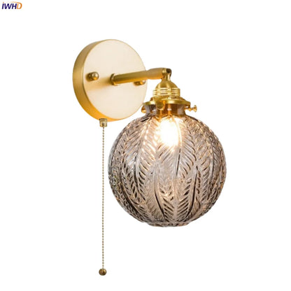 DecorBites™ Grey Glass LED Wall Lamp Bedroom Living Room Loft Modern Copper Wandlamp