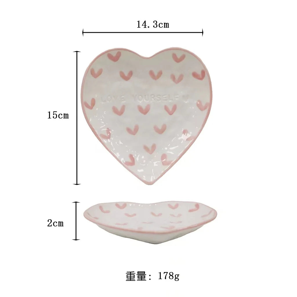 DecorBites™ Hand Painted Heart Handle Ceramic Love Mug - Pink