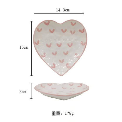 DecorBites™ Hand Painted Heart Handle Ceramic Love Mug - Pink