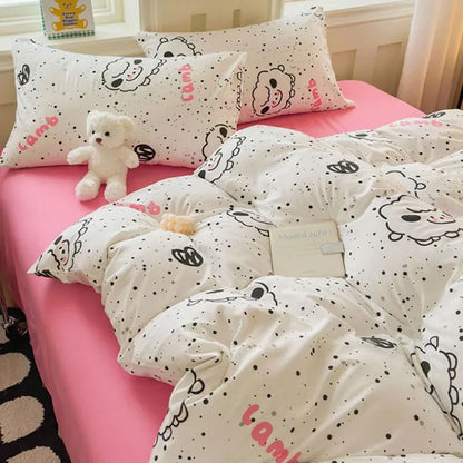 DecorBites™ Children Cartoon Print Bedding Set, Double-Layer Yarn Quilt Cover, Cozy Bedroom Decor