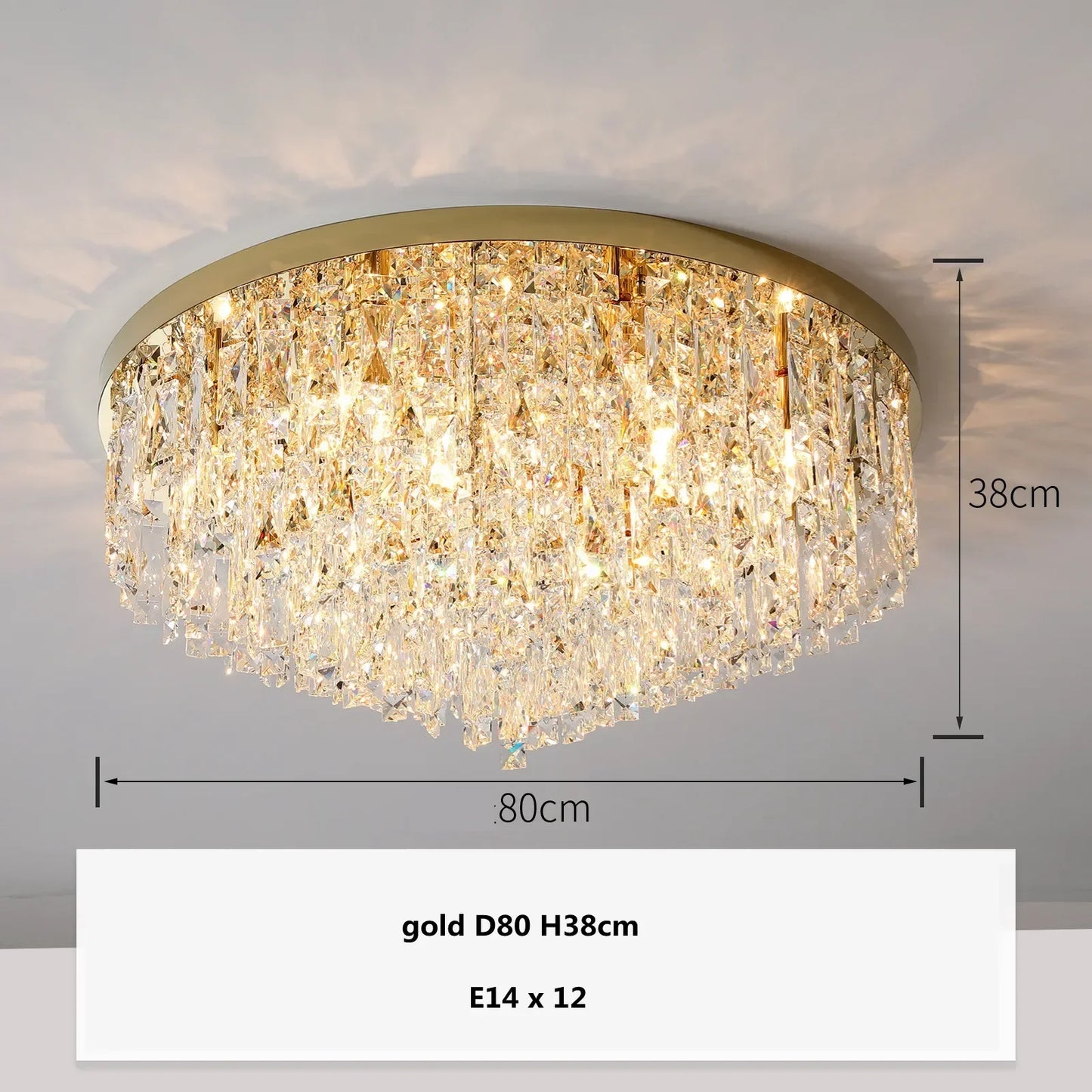 DecorBites™ Crystal Steel LED Ceiling Chandelier, Modern Art Deco Lighting Fixture