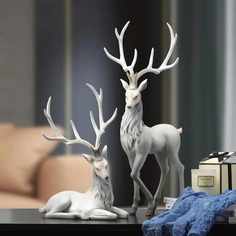DecorBites™ Deer Sculpture: High-End Resin Elk Figurine for Luxury Home Decor