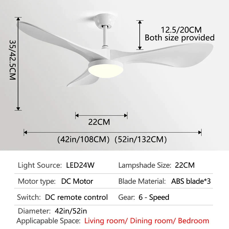 DecorBites™ 52" Modern Ceiling Fan with Light & Control - Strong Wind, Simplicity Design
