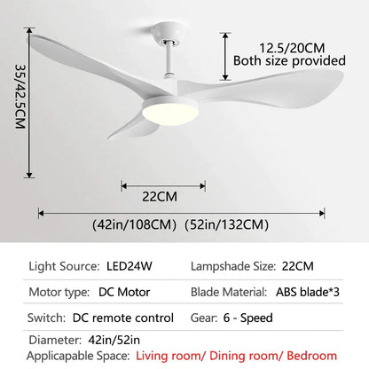 DecorBites™ 52" Modern Ceiling Fan with Light & Control - Strong Wind, Simplicity Design