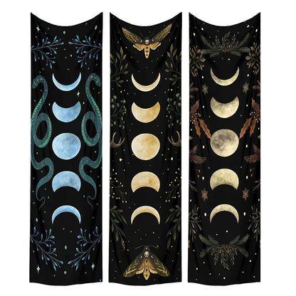 Moon Phase & Moth Tapestry Wall Hanging for Bohemian Home Decor by Decobites