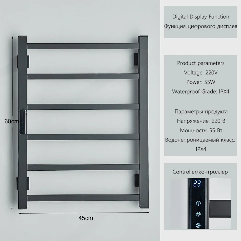DecorBites™ Electric Towel Rack with Digital Display and Thermostatic Settings