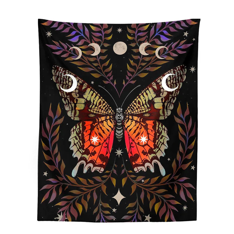 Decobites Moon Phase Butterfly Vintage Aesthetic Tapestry Butterfly Star Room Decor