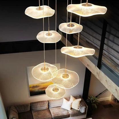 DecorBites™ Gold LED Lotus Chandelier: Nordic Luxury Design for Staircase & Dining Room