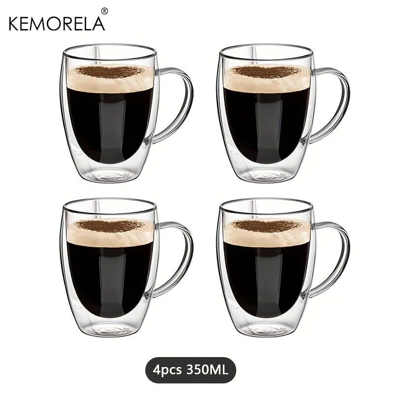 DecorBites™ Double Wall Glass Coffee Mug Set - Enjoy Your Favorite Beverages in Style