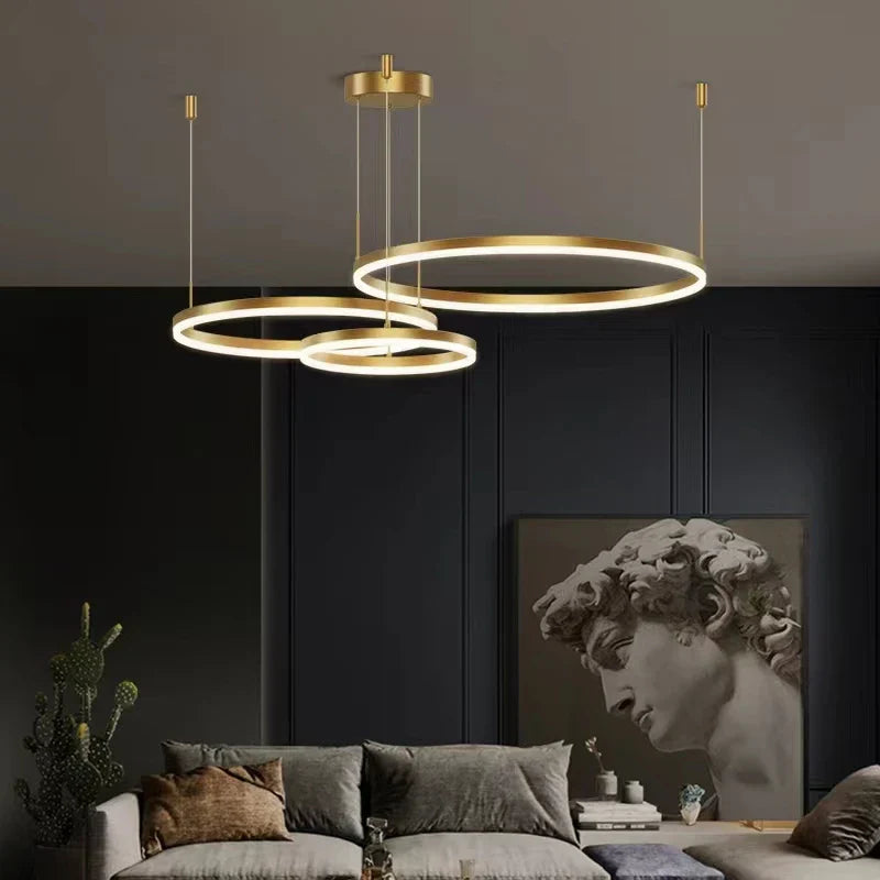 Lámpara colgante DecorBites™ Gold Ring, lámpara de techo LED circular de acrílico
