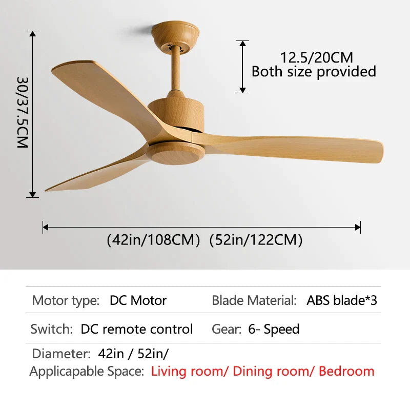 مروحة سقف صناعية سوداء من ديكوربايتس™ مقاس 52 بوصة، تدفق هواء قوي، غرفة معيشة، مكتب، تجاري