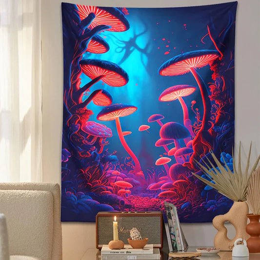 Decobites Psychedelic Mushrooms Tapestry Wall Hanging for Colorful Home Decor