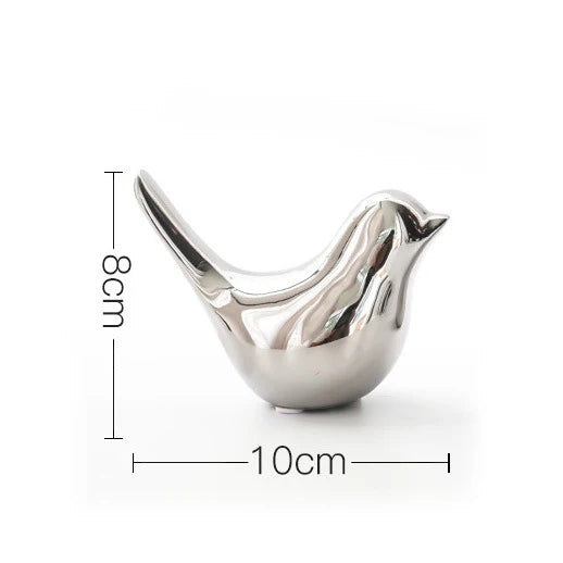 Figurillas de Aves de Plata Dorada™ Estatuas Modernas de Cerámica - Decoración del Hogar Regalos de Boda