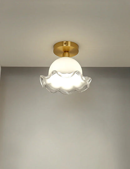 DecorBites™ Antique Glass Ceiling Light: Elegant French Design, Unique Modern Brass Luminaria
