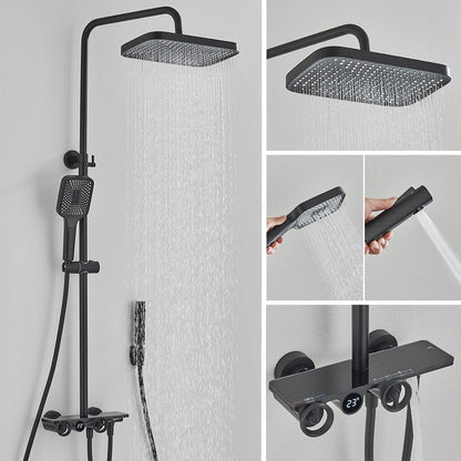 Juego de grifería termostática digital para ducha DecorBites™ gris con sistema de lluvia