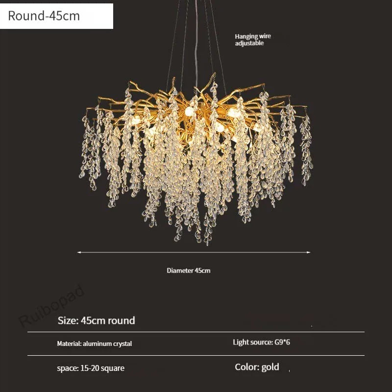 Lámpara de Araña de Uvas de Cristal Oro Decorbites™ para Comedor Sala de Estar Dormitorio