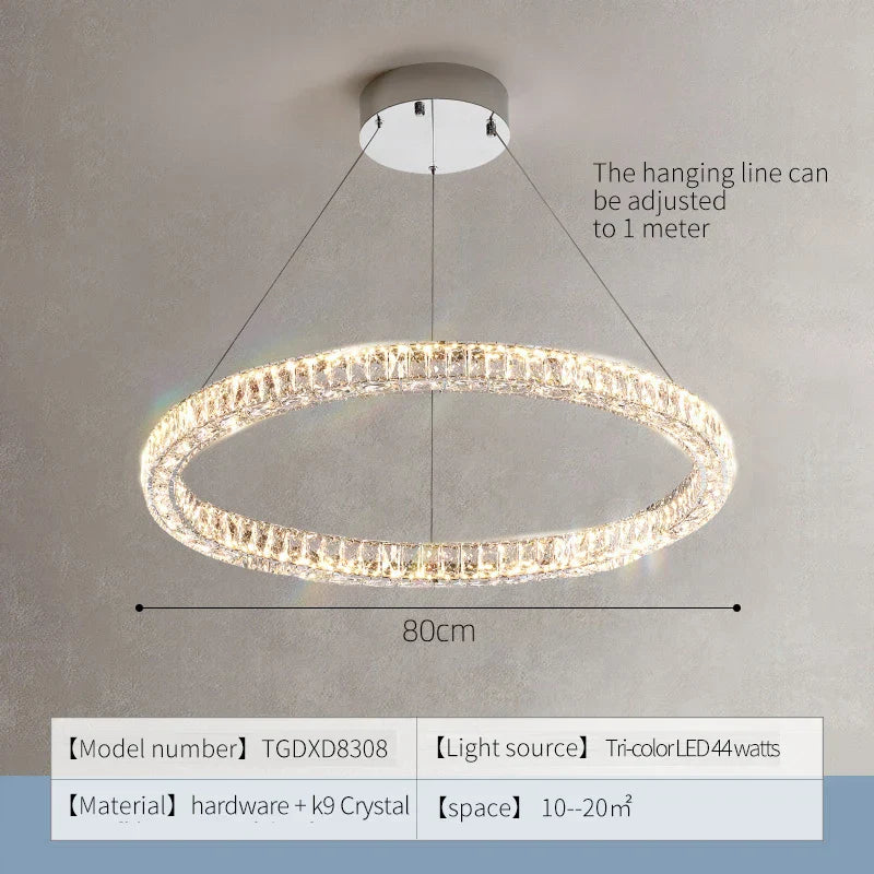 حلقة ثريا كريستال DecorBites™ - إضاءة فاخرة أنيقة لغرفة المعيشة وغرفة الطعام وغرفة النوم