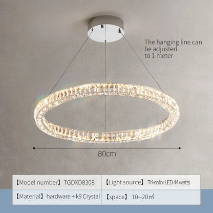 حلقة ثريا كريستال DecorBites™ - إضاءة فاخرة أنيقة لغرفة المعيشة وغرفة الطعام وغرفة النوم