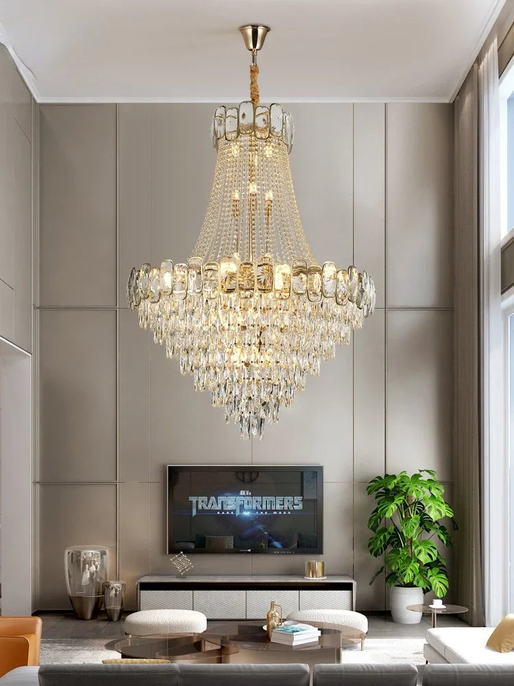 DecorBites™ Gold LED Crystal Chandelier Modern Luxury Lighting for Living Room