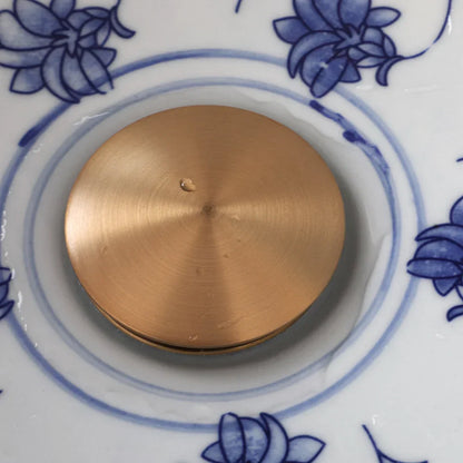 DecorBites™ Blue & White Porcelain Basin Set with Bamboo Faucet and Pop Drain.