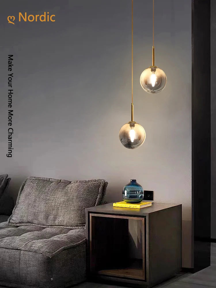 Copper Glass Pendant Light Multiple Voltages