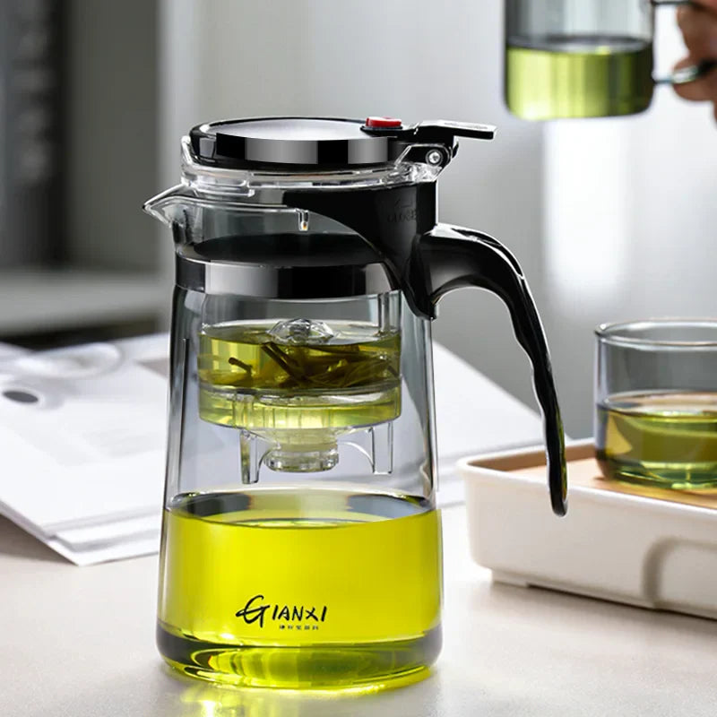 DecorBites™ Glass Tea Pot with Infuser & Chinese Tea Set Deep Utensil